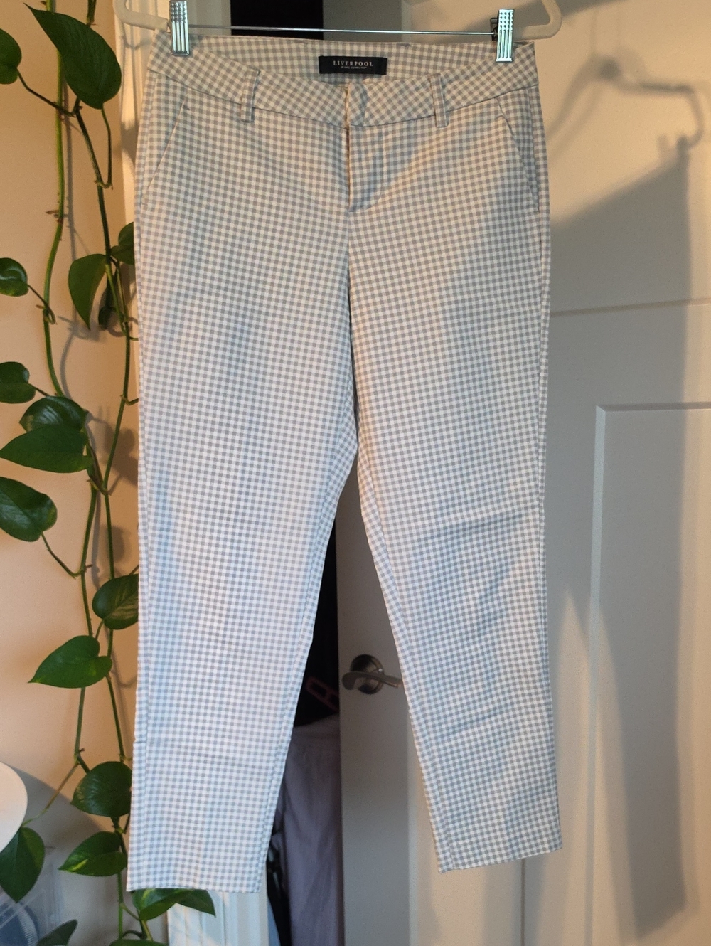 Liverpool Grey and White Gingham Chinos